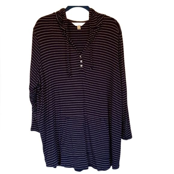 Stitch Fix-Market and Spruce-Hooded Hoodie Henley stretch Knit Top, Plus Size 2X - Picture 1 of 5